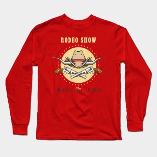 Rodeo Show Emblem with Cowboy Hat and Revolvers Long Sleeve T-Shirt